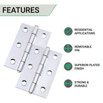 Steel Butt Hinges 1840 Loose Pin Pattern - 76x51x1.5mm - Zinc Plated - Pair - EXCLUDING Screws - tradefit - 3