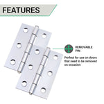 Steel Butt Hinges 1840 Loose Pin Pattern - 76x51x1.5mm - Zinc Plated - Pair - EXCLUDING Screws - tradefit - 4