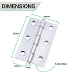 Steel Butt Hinges 1840 Loose Pin Pattern - 76x51x1.5mm - Zinc Plated - Pair - EXCLUDING Screws - tradefit - 5
