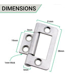 Steel Flush Cabinet Hinges - 40mm - Zinc Plated - Pair - EXCLUDING Screws - tradefit - 5