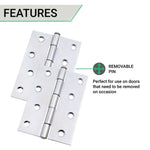 Steel Butt Hinges 1840 Loose Pin Pattern - 102x67x2mm - Zinc Plated - Pair - EXCLUDING Screws - tradefit - 4
