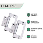 Steel Flush Cabinet Hinges - 50mm - Zinc Plated - Pair - EXCLUDING Screws - tradefit - 3