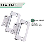 Steel Flush Cabinet Hinges - 50mm - Zinc Plated - Pair - EXCLUDING Screws - tradefit - 4