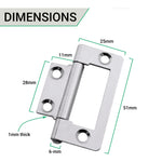 Steel Flush Cabinet Hinges - 50mm - Zinc Plated - Pair - EXCLUDING Screws - tradefit - 5