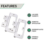 Steel Flush Cabinet Hinges - 75mm - Zinc Plated - Pair - EXCLUDING Screws - tradefit - 3