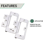 Steel Flush Cabinet Hinges - 75mm - Zinc Plated - Pair - EXCLUDING Screws - tradefit - 4
