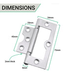 Steel Flush Cabinet Hinges - 75mm - Zinc Plated - Pair - EXCLUDING Screws - tradefit - 5