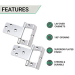 Steel Cranked Flush Cabinet Hinges - 50mm - Zinc Plated - Pair - EXCLUDING Screws - tradefit - 3