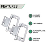 Steel Double Cranked Flush Cabinet Hinges - 50mm - Zinc Plated - Pair - EXCLUDING Screws - tradefit - 3