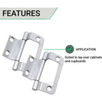 Steel Double Cranked Flush Cabinet Hinges - 50mm - Zinc Plated - Pair - EXCLUDING Screws - tradefit - 4