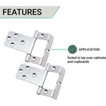Steel Cranked Flush Cabinet Hinges - 50mm - Zinc Plated - Pair - EXCLUDING Screws - tradefit - 4