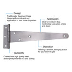Medium Tee Door and Gate Hinge - 10 inch - Zinc Plated - tradefit - 3