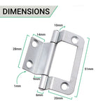 Steel Double Cranked Flush Cabinet Hinges - 50mm - Zinc Plated - Pair - EXCLUDING Screws - tradefit - 5