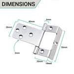 Steel Cranked Flush Cabinet Hinges - 50mm - Zinc Plated - Pair - EXCLUDING Screws - tradefit - 5