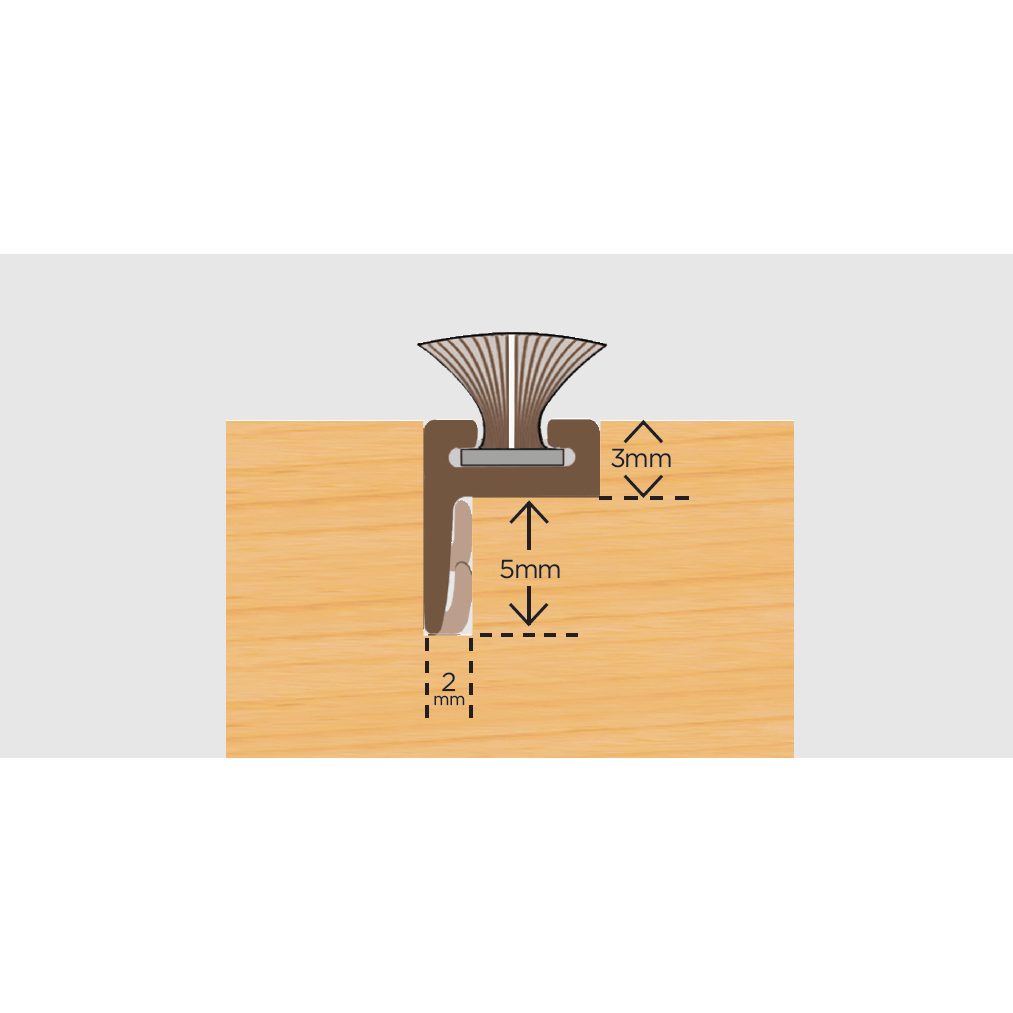 Sash Window Brush Seal Offset Leg - With Pile - Brown - 6.5mm Pile - 2 ...