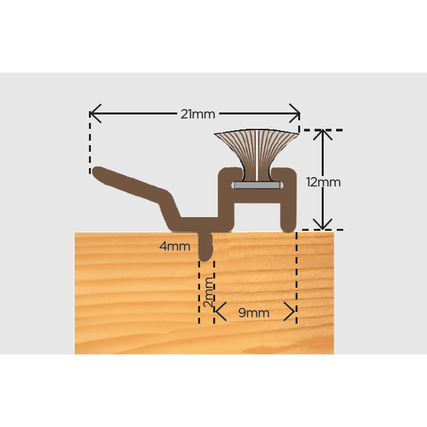 Sash Window Meeting Rail Seal With Slide Pile Brush - Brown - 3m - tradefit - Featured Image