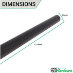 Wardrobe Rail Kit - Black - 25mm Tube - 1219mm Rail with 2x End Sockets & 1x Centre Brackets - 25 x 1219 mm - tradefit - 3