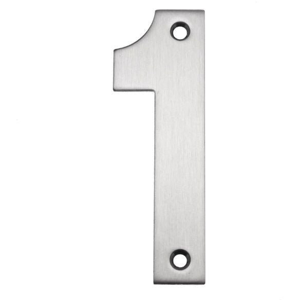 Stainless Numeral 1 House Building Number - Screw Fixed - 102mm - Satin Stainless - tradefit - Featured Image