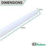 Wardrobe Rail - 2500mm x 25mm - White - tradefit - 2