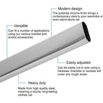 Wardrobe Rail Oval Tube - 30x300mm - Polished Chrome - tradefit - 3