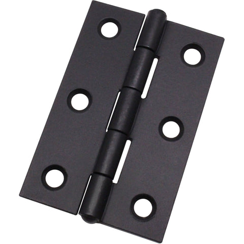 Steel Butt Hinges 1838 Fixed Pin Pattern - 76x51x1.5mm - Black Plated - Pair - EXCLUDING Screws - tradefit