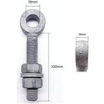 Adjustable Gate Eye Hinge Bolts - 19 x 100mm / 3/4 x 4 Inch - Galvanised - Pack of 2 - tradefit - 2