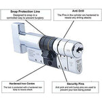 Federal TS007 Euro Door Cylinder Lock BS HIGH Security 3* Snap Safe Police Approved 50+50mm Thumb Turn Polished Chrome - tradefit - 3