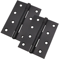 Steel Butt Hinges 1838 Fixed Pin Pattern - 102x70x2mm - Black Plated - Pair - EXCLUDING Screws - tradefit