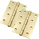 Steel Butt Hinges 1838 Fixed Pin Pattern - 102x67x2mm - Brass Plated - Pair - EXCLUDING Screws - tradefit - 1