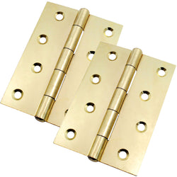 Steel Butt Hinges 1838 Fixed Pin Pattern - 102x67x2mm - Brass Plated - Pair - EXCLUDING Screws - tradefit