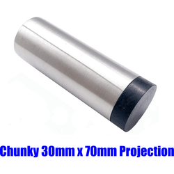 Chunky Projection Wall Mounted Door Stop - 70mm Projection - Satin Stainless - tradefit
