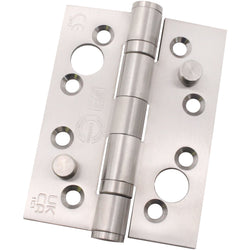 Fire Door Security Pin Hinges 4" Stainless Steel Grade 13 - 102x76x3mm - Square - Satin - Pair - Including Screws - tradefit