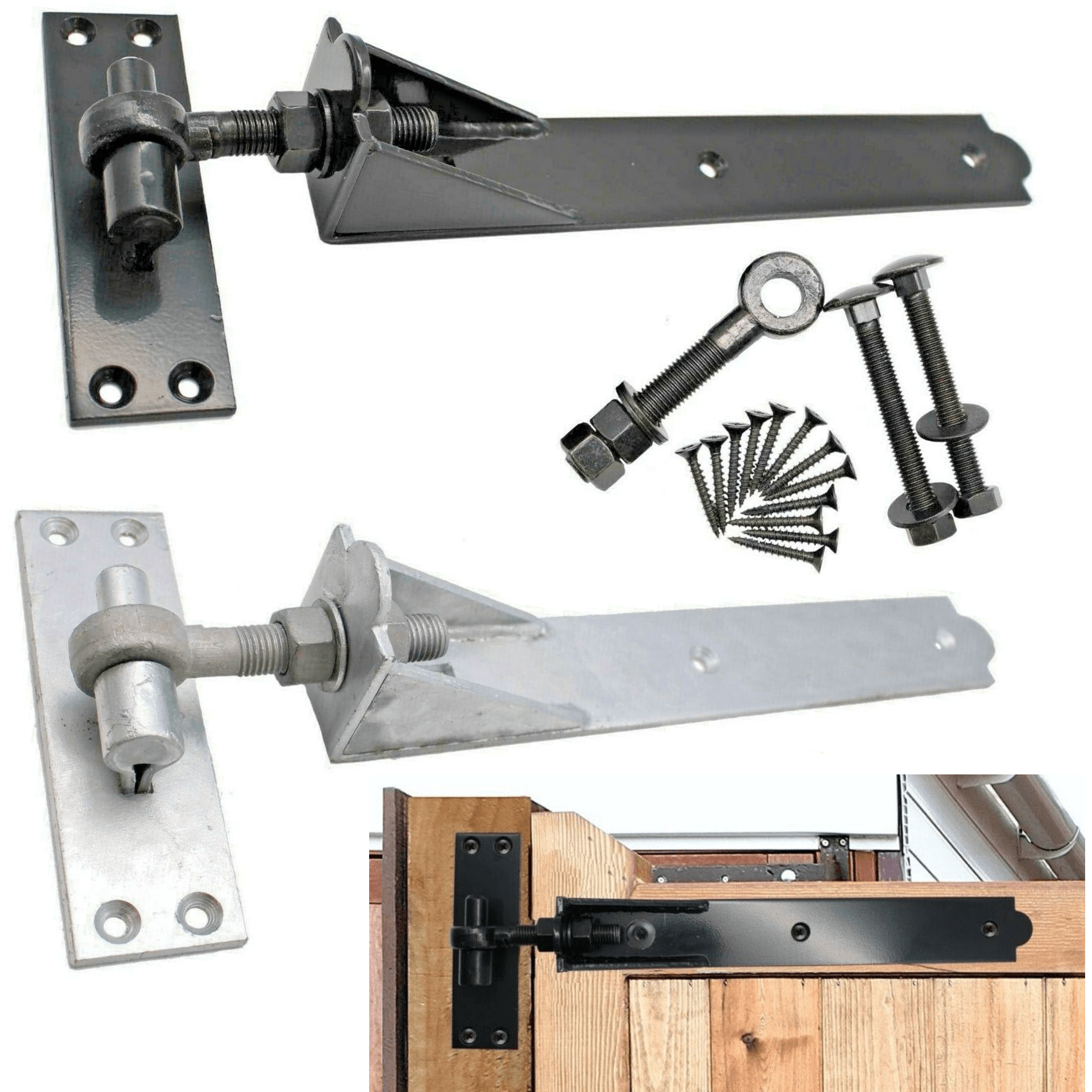 Gate Hinges Adjustable Hook Band Hinges 6 Sizes 2 Finishes tradefit