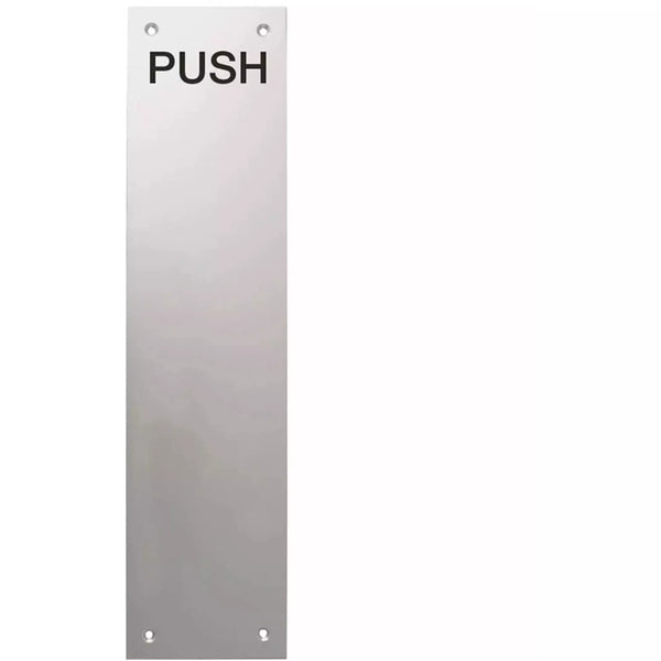 Door Finger Push Plate Engraved Push - 300 x 75mm - Satin Aluminium - tradefit - Featured Image
