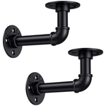Rustic Pipe Shelf Brackets Cast Iron Scaffold Type - Pair / 2 Brackets - Dual 100/160mm - Matt Black - tradefit - 1