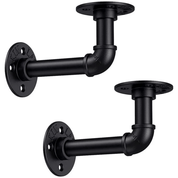 Rustic Pipe Shelf Brackets Cast Iron Scaffold Type Pair / 2 Brackets