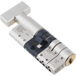 Federal 3 - Star TS007 Security Euro Thumbturn Cylinder Lock - 50K/50 - Nickel Plated / Polished Brass - Keyed Differ - tradefit - 1