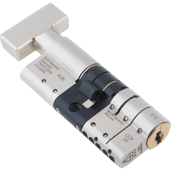 Federal 3 - Star TS007 Security Euro Thumbturn Cylinder Lock - 50K/50 - Nickel Plated / Polished Brass - Keyed Differ - tradefit - Featured Image