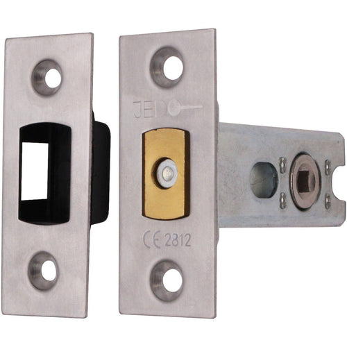 2.5 inch/64mm Tubular Deadbolt Bolt Through Fire Rated - 44mm Backset - Satin Stainless Steel - tradefit