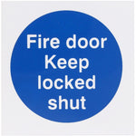 Fire Door Keep Locked Shut 100x100mm Self Adh Vinyl - tradefit - 1