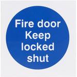 Fire Door Keep Locked Shut 70x70mm Pack 10 Self Adh Semi Rigid PVC - tradefit - 1
