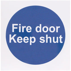 Fire Door Keep Shut 100x100mm Self Adh Vinyl - tradefit