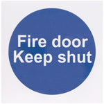 Fire Door Keep Shut 70x70mm Pack 10 Self Adh Semi Rigid PVC - tradefit - 1