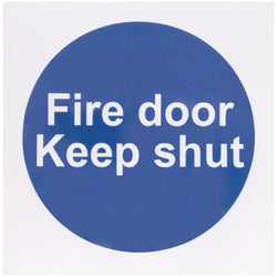 Fire Door Keep Shut 70x70mm Pack 10 Self Adh Semi Rigid PVC - tradefit