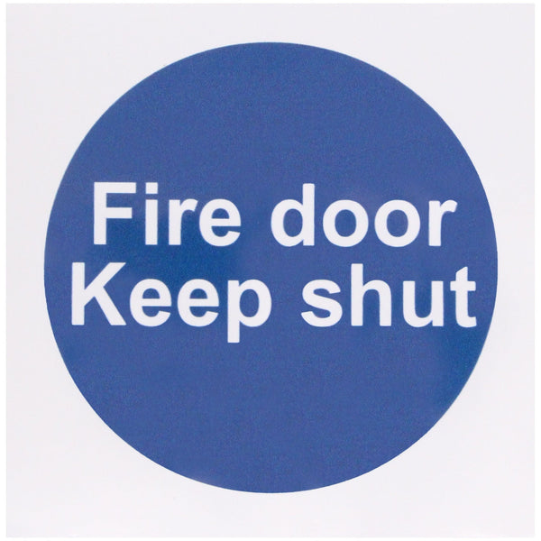 Fire Door Keep Shut 70x70mm Pack 10 Self Adh Semi Rigid PVC - tradefit - Featured Image