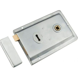 Rim Sashlock Surface Mounted Lock - 140 x 85mm - Satin Chrome - tradefit