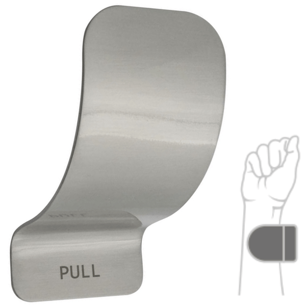Hands Free Door Handle REAR Fix Door Pull 110x70x93x2.5mm Satin Stainless - tradefit - Featured Image
