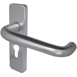 19mm Return To Door RTD Fire Rated Round Bar Lever Handle - Euro Lock Set - 153mm - Satin Aluminium - tradefit - 1