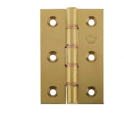 Double Phosphor Bronze Washered Hinge - 76x50x3mm - Polished Brass - tradefit