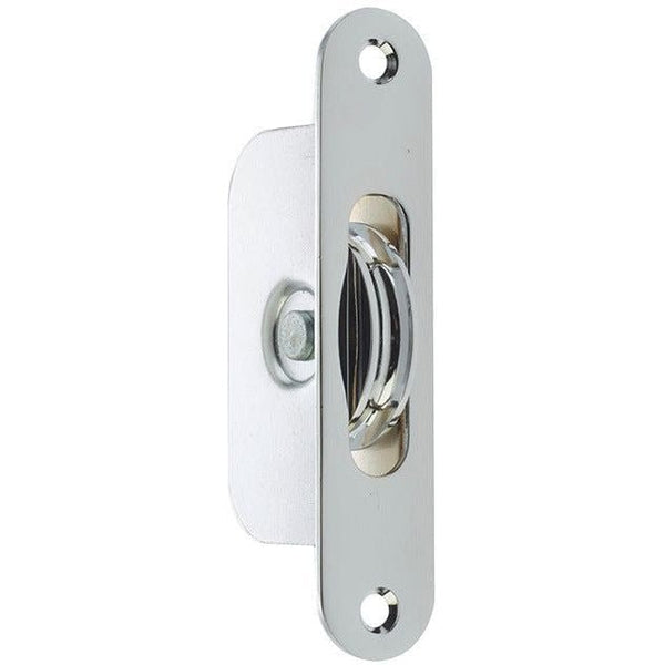 Sash Pulley 40mm Roller Radius Faceplate - 118x26mm - Polished Chrome - tradefit - Featured Image